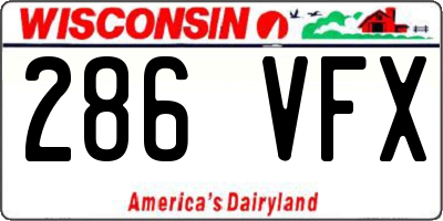 WI license plate 286VFX