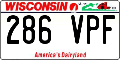WI license plate 286VPF