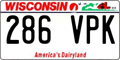WI license plate 286VPK