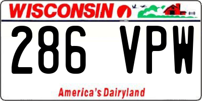 WI license plate 286VPW