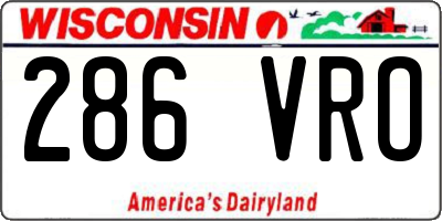WI license plate 286VRO