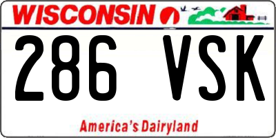 WI license plate 286VSK