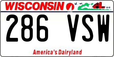 WI license plate 286VSW
