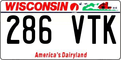 WI license plate 286VTK