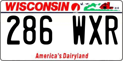 WI license plate 286WXR