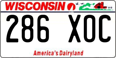 WI license plate 286XOC