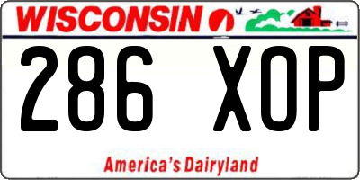 WI license plate 286XOP