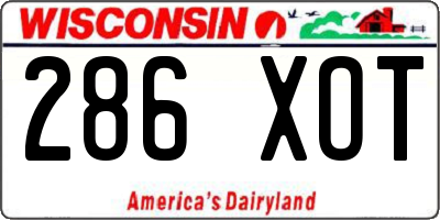 WI license plate 286XOT