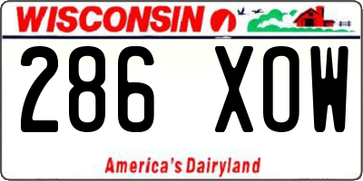 WI license plate 286XOW
