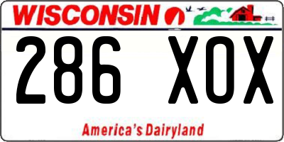 WI license plate 286XOX