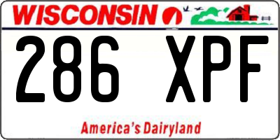 WI license plate 286XPF