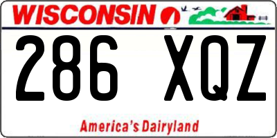 WI license plate 286XQZ
