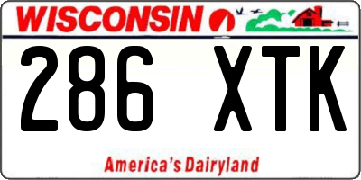 WI license plate 286XTK
