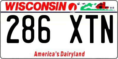 WI license plate 286XTN