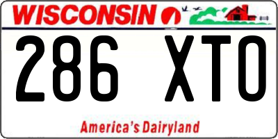 WI license plate 286XTO