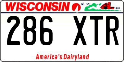 WI license plate 286XTR