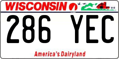 WI license plate 286YEC