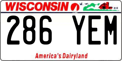 WI license plate 286YEM