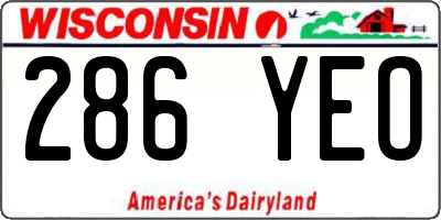 WI license plate 286YEO