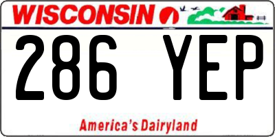 WI license plate 286YEP