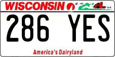 WI license plate 286YES