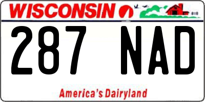 WI license plate 287NAD