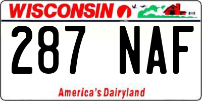 WI license plate 287NAF