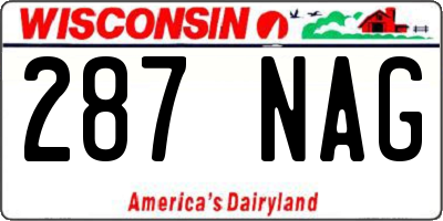 WI license plate 287NAG