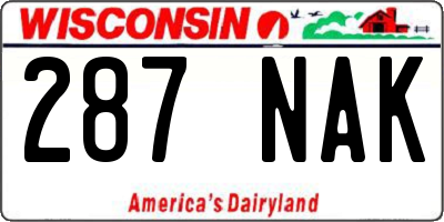 WI license plate 287NAK