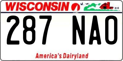 WI license plate 287NAO