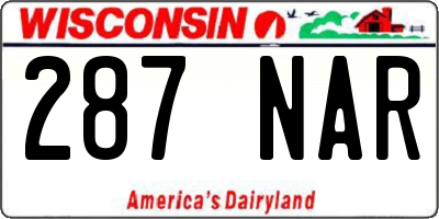 WI license plate 287NAR