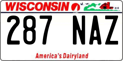 WI license plate 287NAZ
