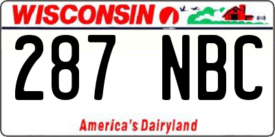 WI license plate 287NBC
