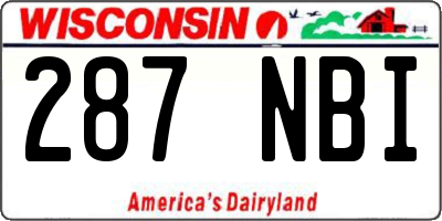 WI license plate 287NBI