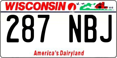 WI license plate 287NBJ