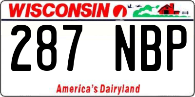 WI license plate 287NBP