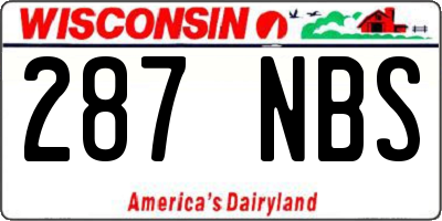 WI license plate 287NBS