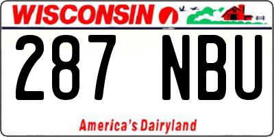 WI license plate 287NBU