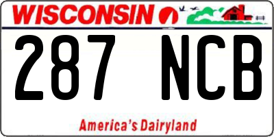 WI license plate 287NCB