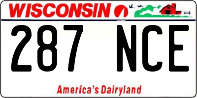 WI license plate 287NCE