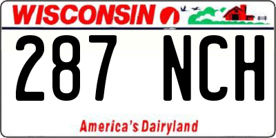 WI license plate 287NCH