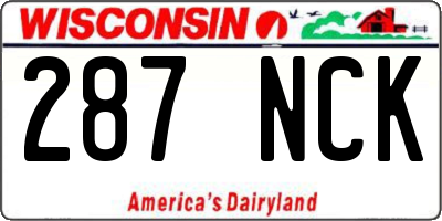 WI license plate 287NCK