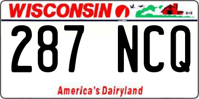 WI license plate 287NCQ