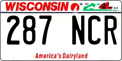 WI license plate 287NCR