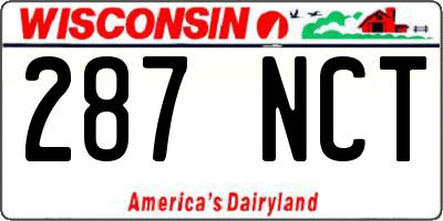 WI license plate 287NCT
