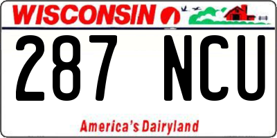 WI license plate 287NCU