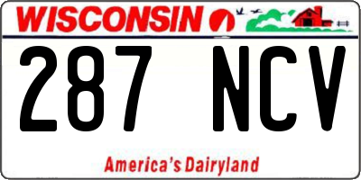 WI license plate 287NCV