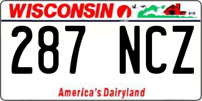 WI license plate 287NCZ