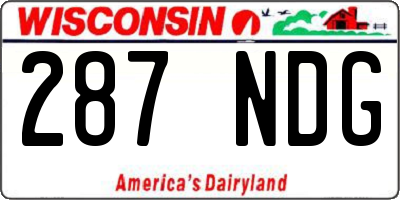 WI license plate 287NDG