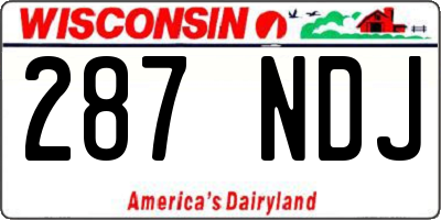 WI license plate 287NDJ